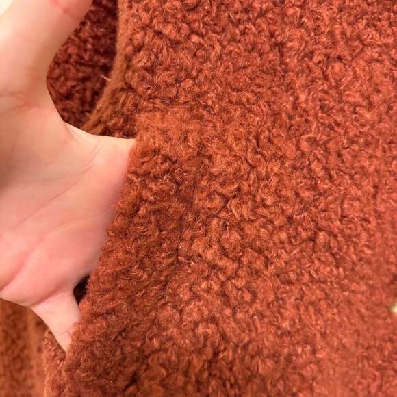 Faherty Rust Sherpa Teddy Jacket Button Front Fleece Coat Size Large MSRP$349 - Picture 7 of 10